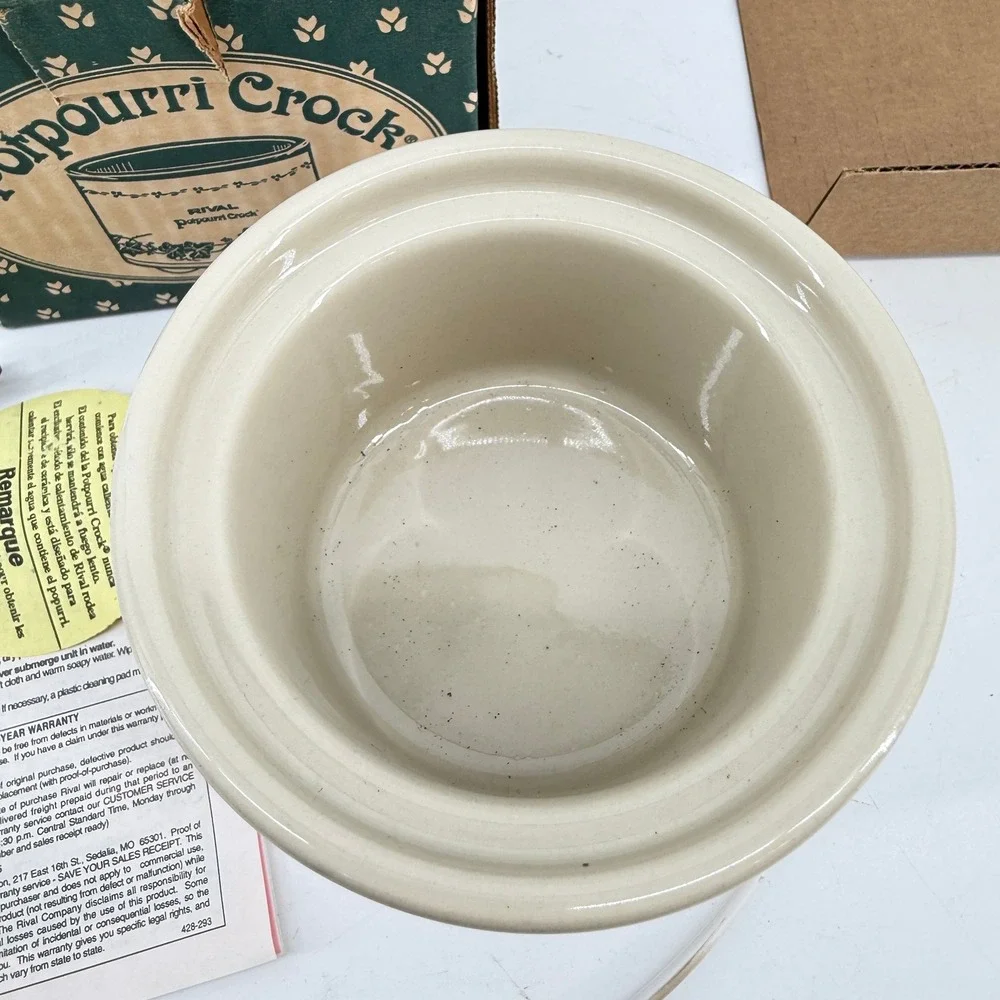 Rival Potpourri Crock Electric Simmering Cooker Beige Seashell Stoneware 3206SS